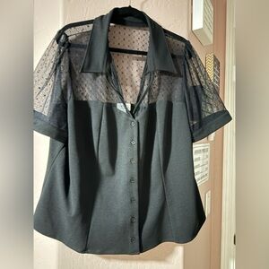 Unique Vintage Black Sheer Lace Blouse